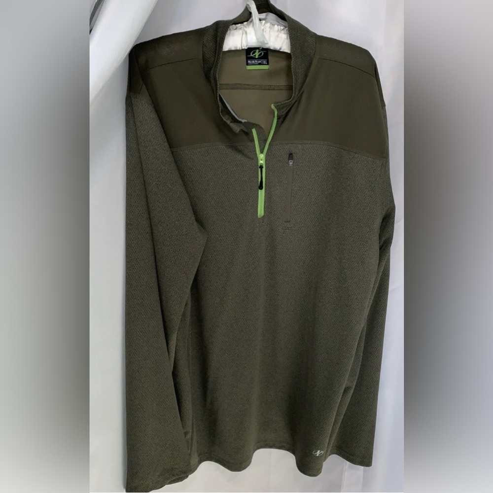 NordicTrack Dry Athletic Men's Olive Green 1/4 Zip Pullover Top Sweater XL